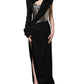 Dolce & Gabbana Black Silver OneShoulder Cocktail Gown Dress