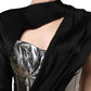 Dolce & Gabbana Black Silver OneShoulder Cocktail Gown Dress