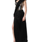 Dolce & Gabbana Black Silver OneShoulder Cocktail Gown Dress