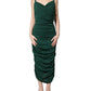 Dolce & Gabbana Green Ruched Sweetheart Bodycon Midi Dress