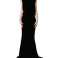 Dolce & Gabbana Black Viscose Velvet Floor Length Gown Dress
