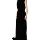 Dolce & Gabbana Black Viscose Velvet Floor Length Gown Dress