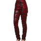 Dolce & Gabbana Red Leopard Skinny High Waist Denim Jeans