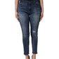 Dolce & Gabbana Blue Tattered Skinny Mid Waist Denim Jeans