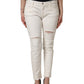 Dolce & Gabbana White Tattered Skinny Cotton Denim Jeans