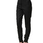 Dolce & Gabbana Black Wool High Waisted Logo Trouser Pants