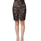 Dolce & Gabbana Black Floral Lace High Waist KneeLength Skirt