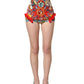 Dolce & Gabbana Multicolor Brocade Jewelled High Waist Hotpants Skirt