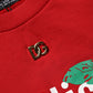 Dolce & Gabbana Red Cotton Cropped Basilico Sweatshirt Sweater