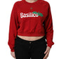 Dolce & Gabbana Red Cotton Cropped Basilico Sweatshirt Sweater
