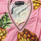 Dolce & Gabbana Pink Pineapple Vneck Short Sleeve Cropped Top