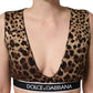 Dolce & Gabbana Brown Leopard Print Cropped Silk Tank Top