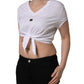 Dolce & Gabbana White Logo Embroidered TieWaist Cropped Top