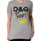 Dolce & Gabbana Gray Cotton Logo Printed Crew Neck T-shirt