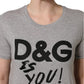 Dolce & Gabbana Gray Cotton Logo Printed Crew Neck T-shirt
