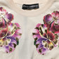 Dolce & Gabbana Beige Floral Print Silk CrewNeck Pullover Top