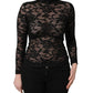 Dolce & Gabbana Black Floral Lace Turtle Neck Long Sleeve Top