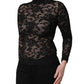 Dolce & Gabbana Black Floral Lace Turtle Neck Long Sleeve Top