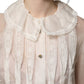 Dolce & Gabbana White Ruffled Sheer Silk Buttoned Blouse Top