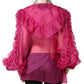 Dolce & Gabbana Fuchsia Sheer Chiffon Buttoned Blouse Top