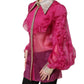 Dolce & Gabbana Fuchsia Sheer Chiffon Buttoned Blouse Top