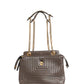 Fendi Brown Quilted Lambskin Leather Dotcom Click Small Shoulder Bag