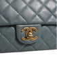 Chanel Blue Quilted Leather Crown Flap Shoulder Bag