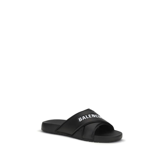 Balenciaga Black Rubber Slippers