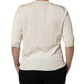 Dolce & Gabbana Off White 3/4 Sleeves Crewneck Pullover Sweater
