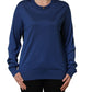 Dolce & Gabbana Blue Silk DG Logo Crew Neck Pullover Sweater