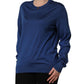 Dolce & Gabbana Blue Silk DG Logo Crew Neck Pullover Sweater