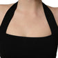 Dolce & Gabbana Black Square Neck Halter Cropped Tank Top
