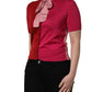 Dolce & Gabbana Pink Short Sleeves Buttoned Ascot Collar Top