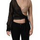 Dolce & Gabbana Black Wrap Sheer Chiffon One Shoulder Top