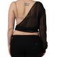 Dolce & Gabbana Black Wrap Sheer Chiffon One Shoulder Top