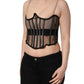 Dolce & Gabbana Black Sheer Tulle Bodysuit Cropped Corset Top