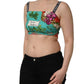 Dolce & Gabbana Turquoise Vegetable Print Silk Crop Tank Top