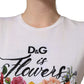 Dolce & Gabbana White D&G is Flowers Print Round Neck T-shirt