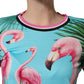 Dolce & Gabbana Multicolor Flamingo ZebraStriped Trim T-shirt