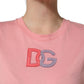 Dolce & Gabbana Pink Cotton DG Logo Round Neck Tank T-shirt