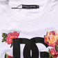 Dolce & Gabbana White DG Floral Cotton Jersey Crop T-shirt