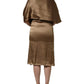 Dodo Bar Or Bronze Toned Satin Fringe Hemmed Shawl Midi Dress
