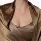 Dodo Bar Or Bronze Toned Satin Fringe Hemmed Shawl Midi Dress