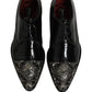 Dolce & Gabbana Black Embellished Men Derby Dress Formal Shoes
