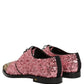 Dolce & Gabbana Pink Sequin Embellished Men Derby Dress Shoes