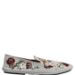 Dolce & Gabbana Gray Crown Rose Angel Embroidery Loafer Shoes