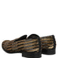 Dolce & Gabbana Gold Striped Sequin Embellished Loafer Shoes