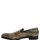 Dolce & Gabbana Gold Striped Sequin Embellished Loafer Shoes