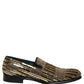 Dolce & Gabbana Gold Striped Sequin Embellished Loafer Shoes