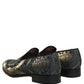 Dolce & Gabbana Black Floral Brocade Slip On Loafers Shoes